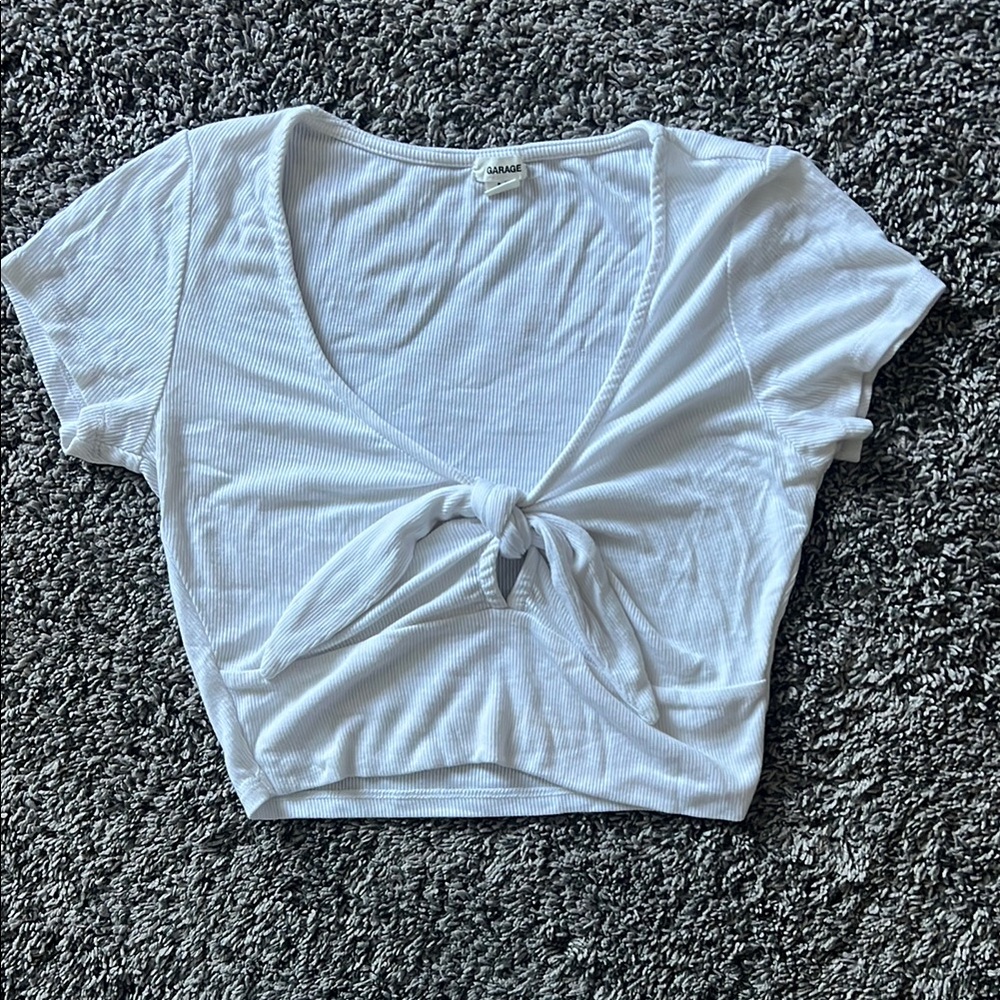 Garage ribbed tie crop top